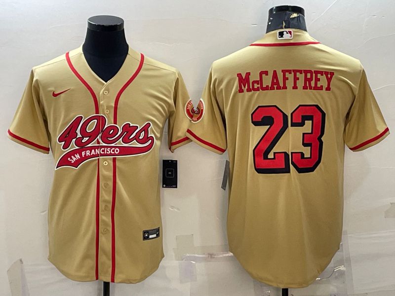 Men San Francisco 49ers 23 Mccaffrey Yellow 2022 Nike Co branded NFL Jerseys